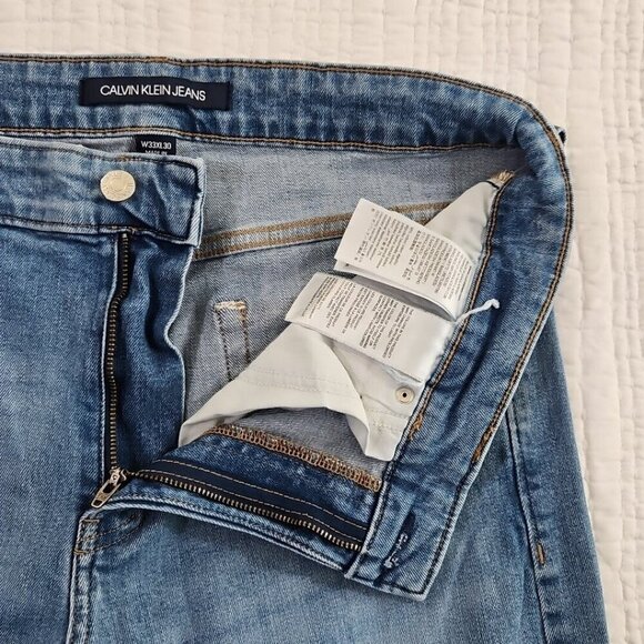 Calvin Klein Jeans Men's 33 x 30 Blue Slim Fit Stretch Medium Wash Denim EUC - Picture 13 of 16